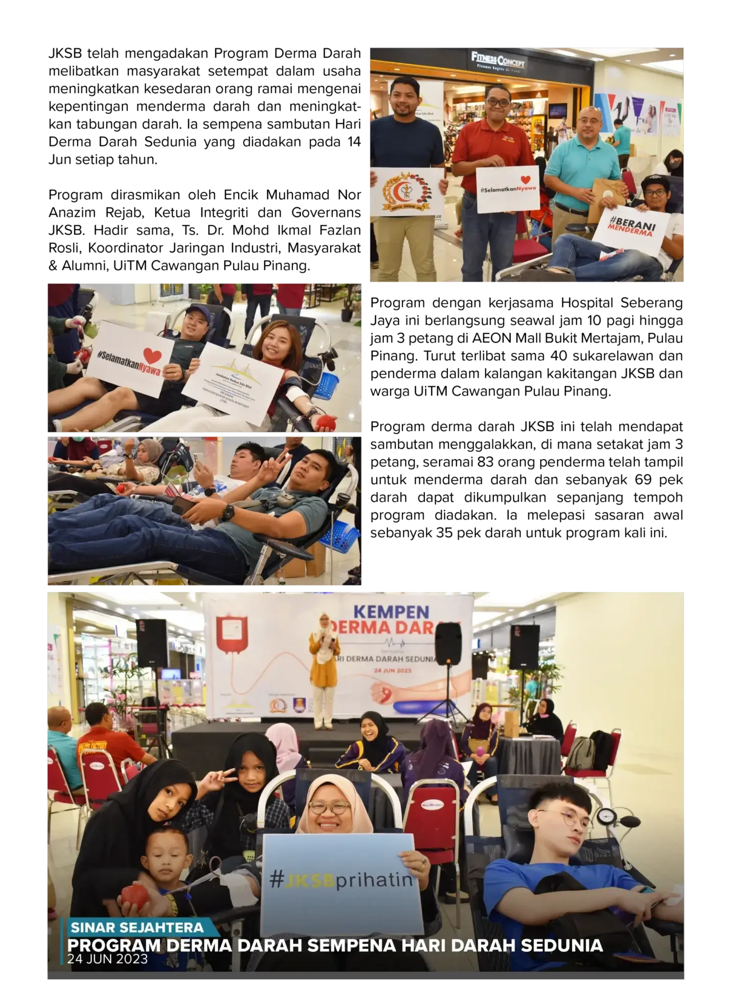 Program Derma Darah Sempena Hari Darah Sedunia