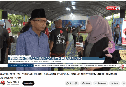 Program Jelajah Ramadan Rtm Pulau Pinang Aktiviti Kemuncak Di Masjid Abdullah Fahim