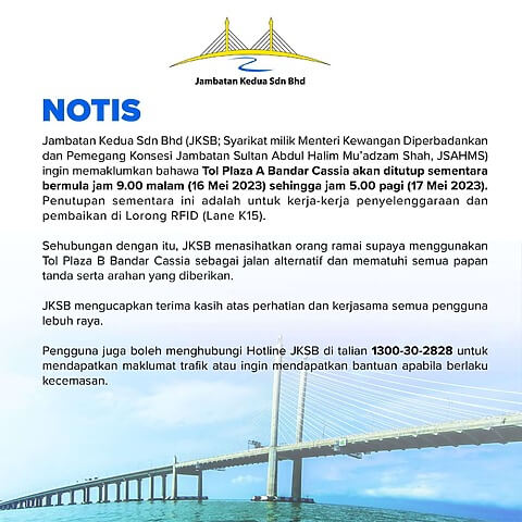 Notis Penutupan Jalan | 16 -17 Mei 2023