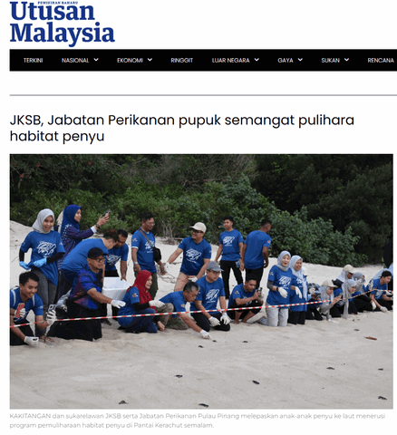 JKSB, Jabatan Perikanan pupuk semangat pulihara habitat penyu