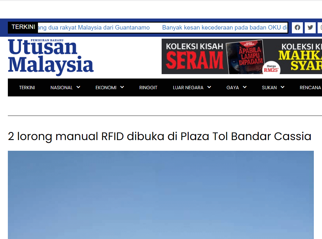 2 lorong manual RFID dibuka di Plaza Tol Bandar Cassia