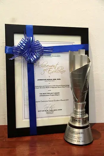 the best project award infrastructure project major by the malaysian construction industry excellence award (cidb)