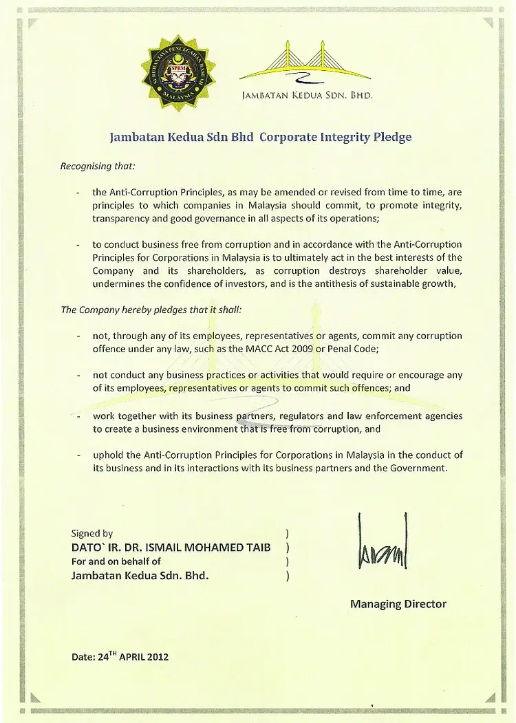 Corporate Integrity Pledge